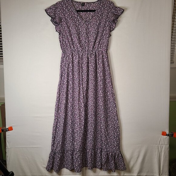SHEIN Purple Floral Midi Dress - Picture 2 of 6